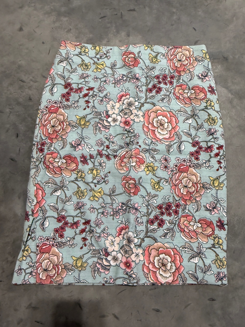 LOFT Floral Pencil Skirt in Blue and Pink